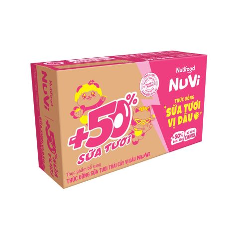  NuVi Thức Uống Sữa Tươi Trái Cây Vị Dâu 180ml 