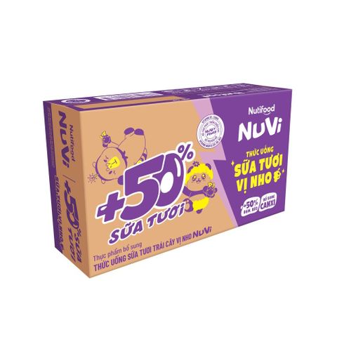  NuVi Thức Uống Sữa Tươi Trái Cây Vị Nho 180ml 