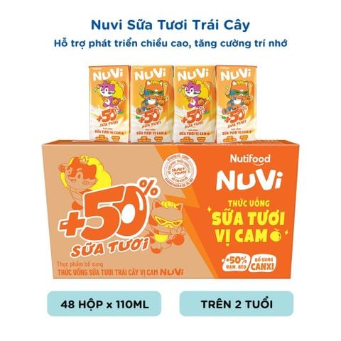  NuVi Thức Uống Sữa Tươi Trái Cây Vị Cam 110ml 