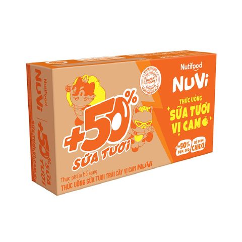  NuVi Thức Uống Sữa Tươi Trái Cây Vị Cam 110ml 