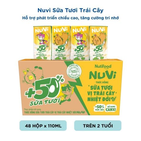  NuVi Thức Uống Sữa Tươi Trái Cây Vị Tráii Cây Nhiệt Đới 110ml 