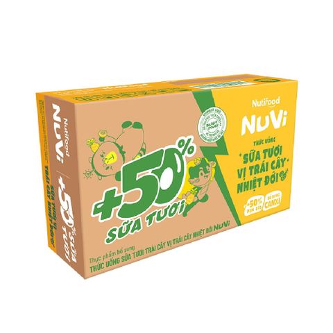  NuVi Thức Uống Sữa Tươi Trái Cây Vị Trái Cây Nhiệt Đới 180ml 