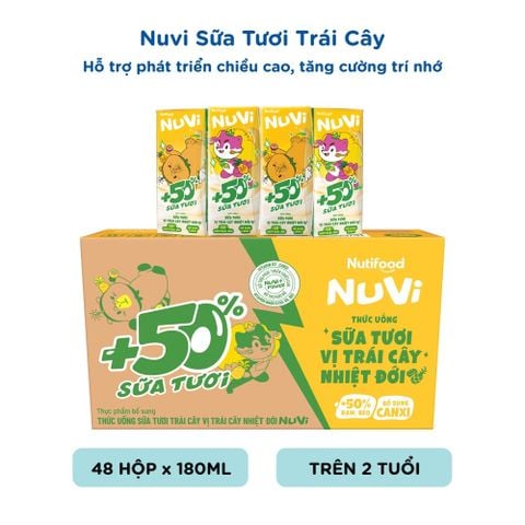  NuVi Thức Uống Sữa Tươi Trái Cây Vị Trái Cây Nhiệt Đới 180ml 