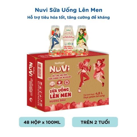  NuVi Sữa Uống Lên Men Hương Dâu Chai 100 ml 