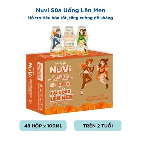  NuVi Sữa Uống Lên Men Hương Cam Chai 100 ml 