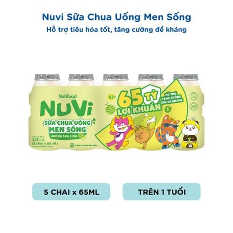  Sữa Chua Uống Men Sống Nuvi Dưa Lưới Chai 65ml 