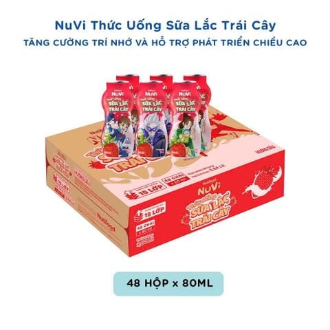  NuVi Thức Uống Hương Dâu Sữa Lắc Trái Cây Chai 80ml 