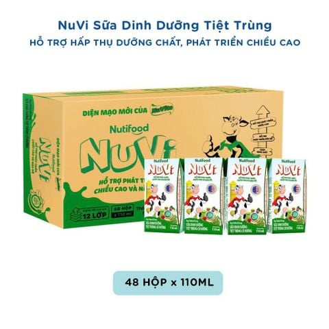  NuVi Sữa Dinh Dưỡng Tiệt Trùng Có Đường Hộp 110 ml 