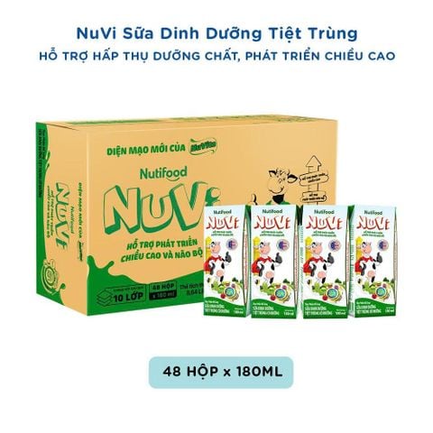  NuVi Sữa Dinh Dưỡng Tiệt Trùng Có Đường Hộp 180 ml 