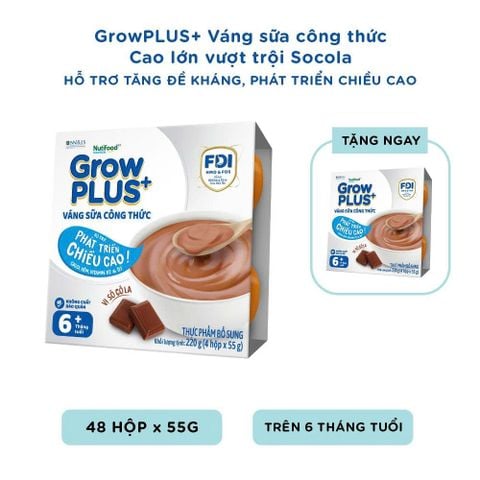  GrowPLUS+ Váng sữa công thức Cao lớn vượt trội Socola - Hộp 55g 