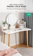 Combo bàn trang điểm GP196.01 trắng - gương không có đèn led + ghế GP138.01 trắng