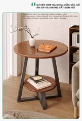 Bàn trà tròn 2 tầng đen óc chó GM206