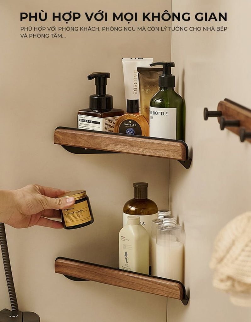 Kệ dán góc tường đa năng gỗ kết hợp kim loại - GM183