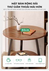 Bàn trà tròn 2 tầng đen óc chó GM206