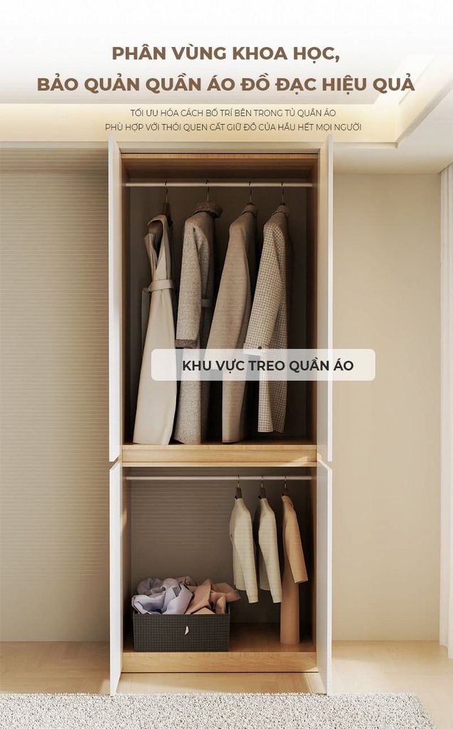 Tủ quần áo đơn vân gỗ trắng GP353