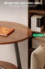 Bàn trà tròn 2 tầng đen óc chó GM206