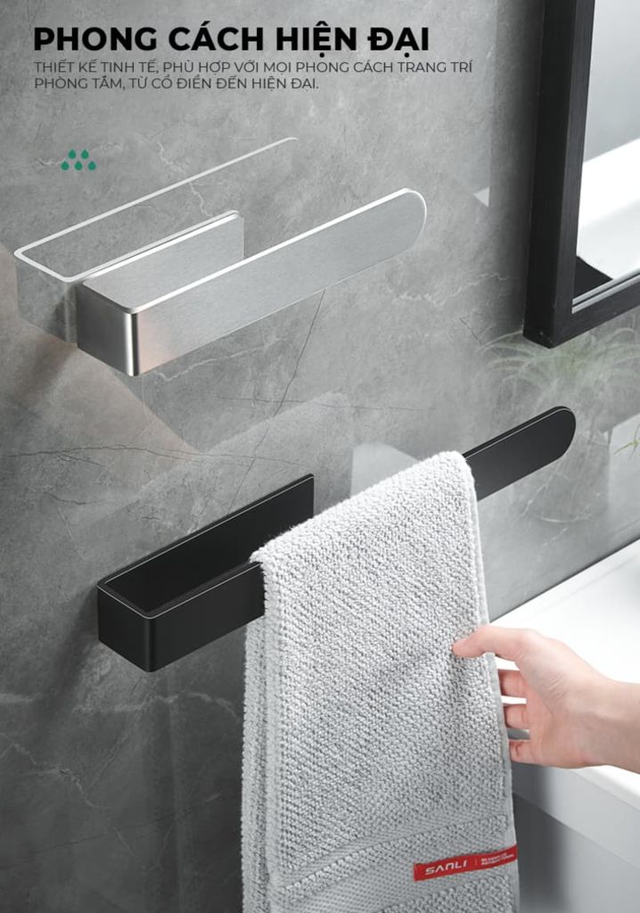 Giá treo khăn dán tường chắc chắn, hiện đại - GM199