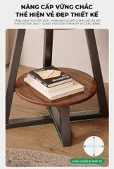 Bàn trà tròn 2 tầng đen óc chó GM206