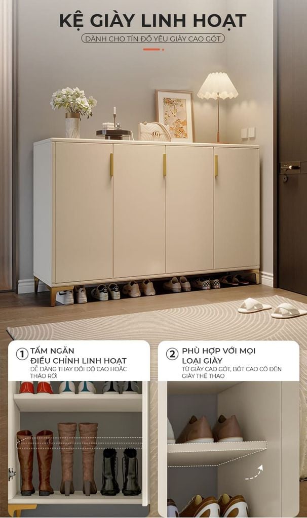 Tủ giày 4 cánh mở hiện đại GP387