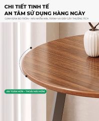 Bàn trà tròn 2 tầng đen óc chó GM206
