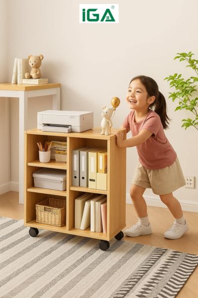 Giá đa năng có bánh xe vân gỗ GP173.03