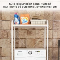 Kệ máy giặt ( khung trắng-vân gỗ 15ly) GM115