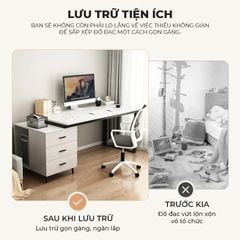 Bàn làm việc kèm tủ đồ khung đen - GM196