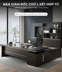 Bàn lãnh đạo màu óc chó có kèm tủ đa năng - GDN1A