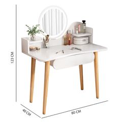 Combo bàn trang điểm GP201.01 trắng và ghế GP138.01 trắng