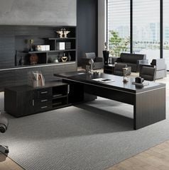 Bàn lãnh đạo màu óc chó có kèm tủ đa năng - GDN1A