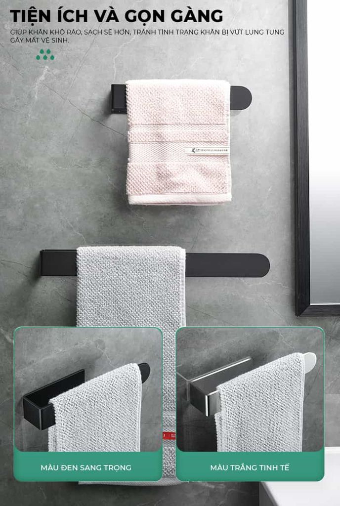 Giá treo khăn dán tường chắc chắn, hiện đại - GM199