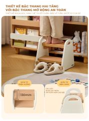 Ghế bậc thang trẻ em trắng vân gỗ - GP378