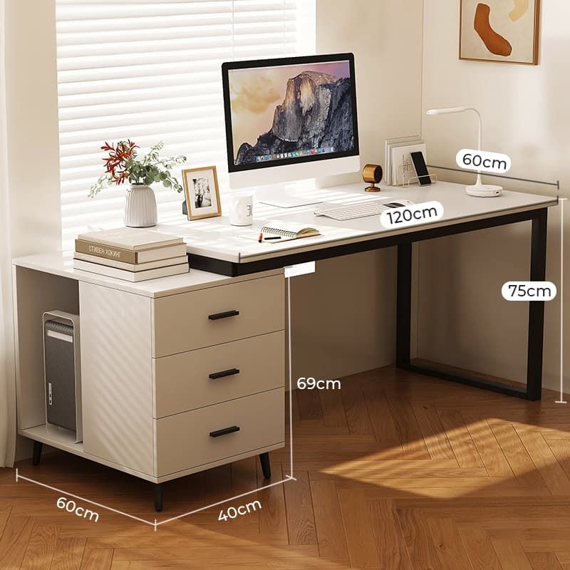 Bàn làm việc kèm tủ đồ khung đen - GM196