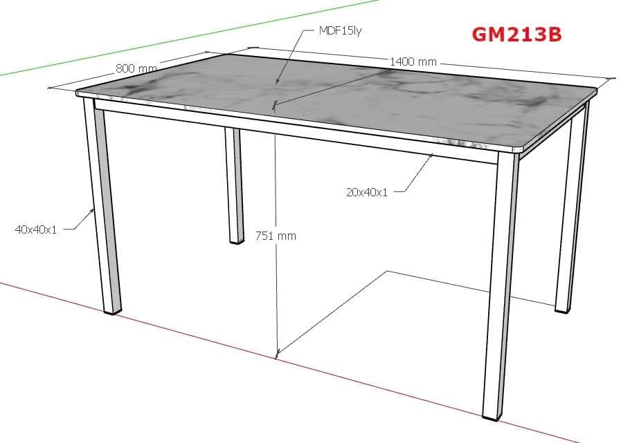 Bàn ăn khung trắng mặt vân đá GM213