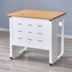 Bàn làm việc có tấm chắn khung trắng mặt vân gỗ GM225.13