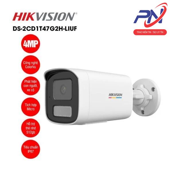  Camera IP Thân ColorVu | 4MP | Hikvision | DS-2CD1T47G2H-LIUF 
