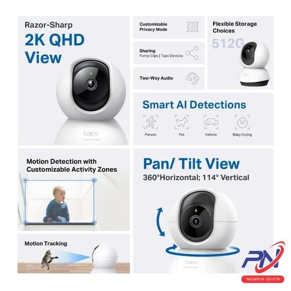  Camera Dome IP Wifi | 360° | 4MP | TP-Link Tapo | C220 