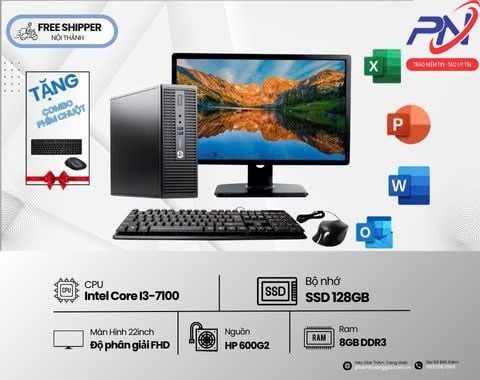  Máy bộ Văn phòng I3-7100/8GB/SSD128GB - LCD 22 inch FHD 