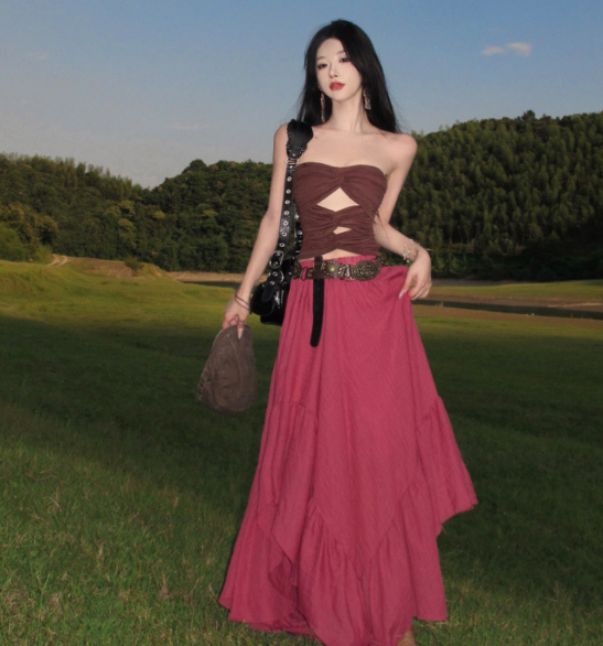 Chân Váy Boho Ráp Mảnh Dáng Xòe - Rusty Bloom