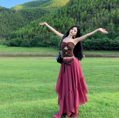 Chân Váy Boho Ráp Mảnh Dáng Xòe - Rusty Bloom