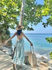 Đầm Vintage Xanh 2 dây - Bluebell