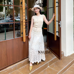 Chân váy xô ren boho