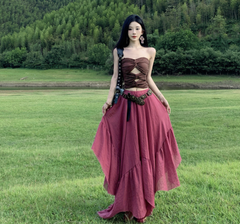 Chân Váy Boho Ráp Mảnh Dáng Xòe - Rusty Bloom