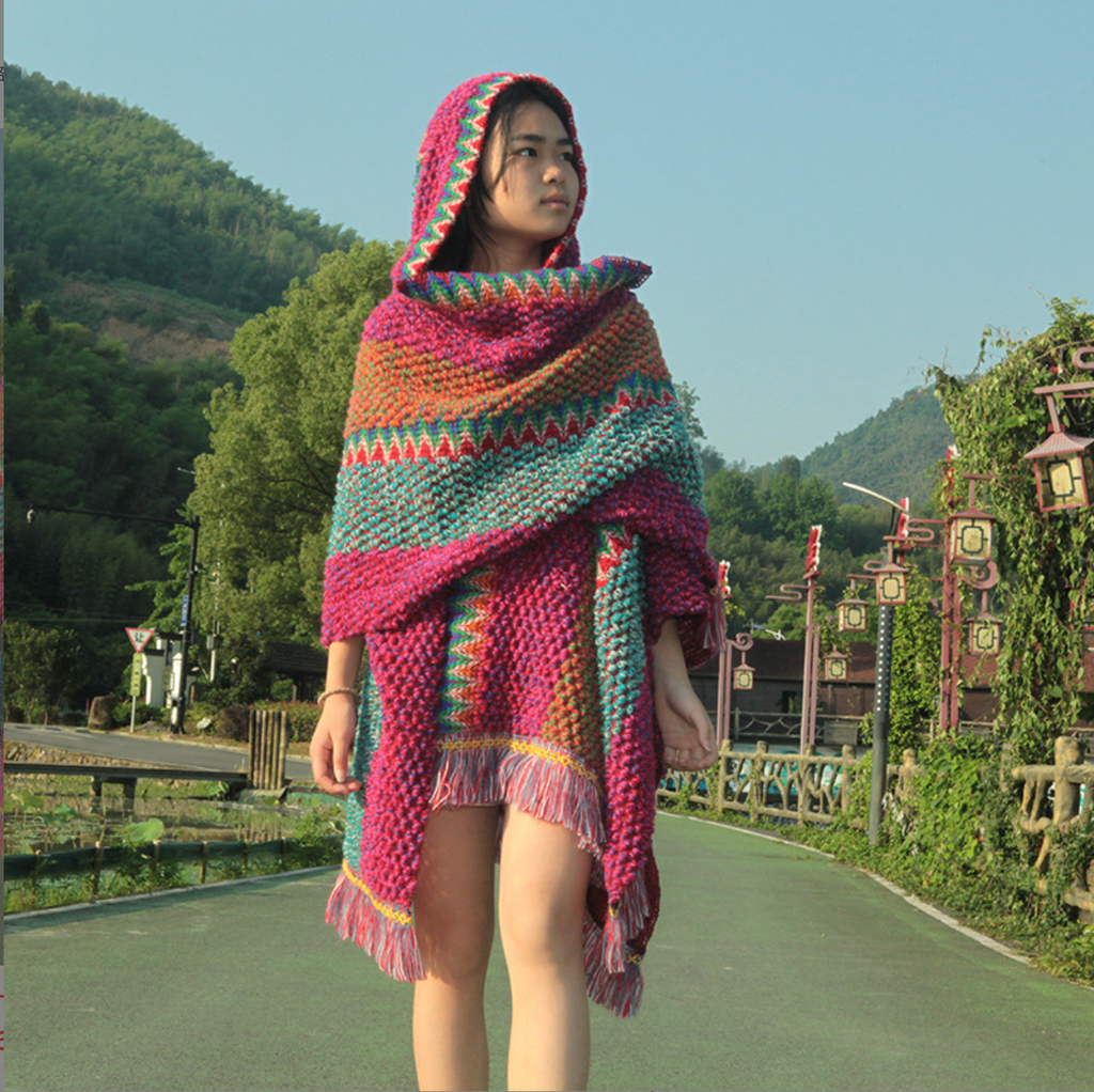 Áo Choàng Poncho Có Mũ