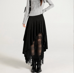 Chân váy da lộn tua rua