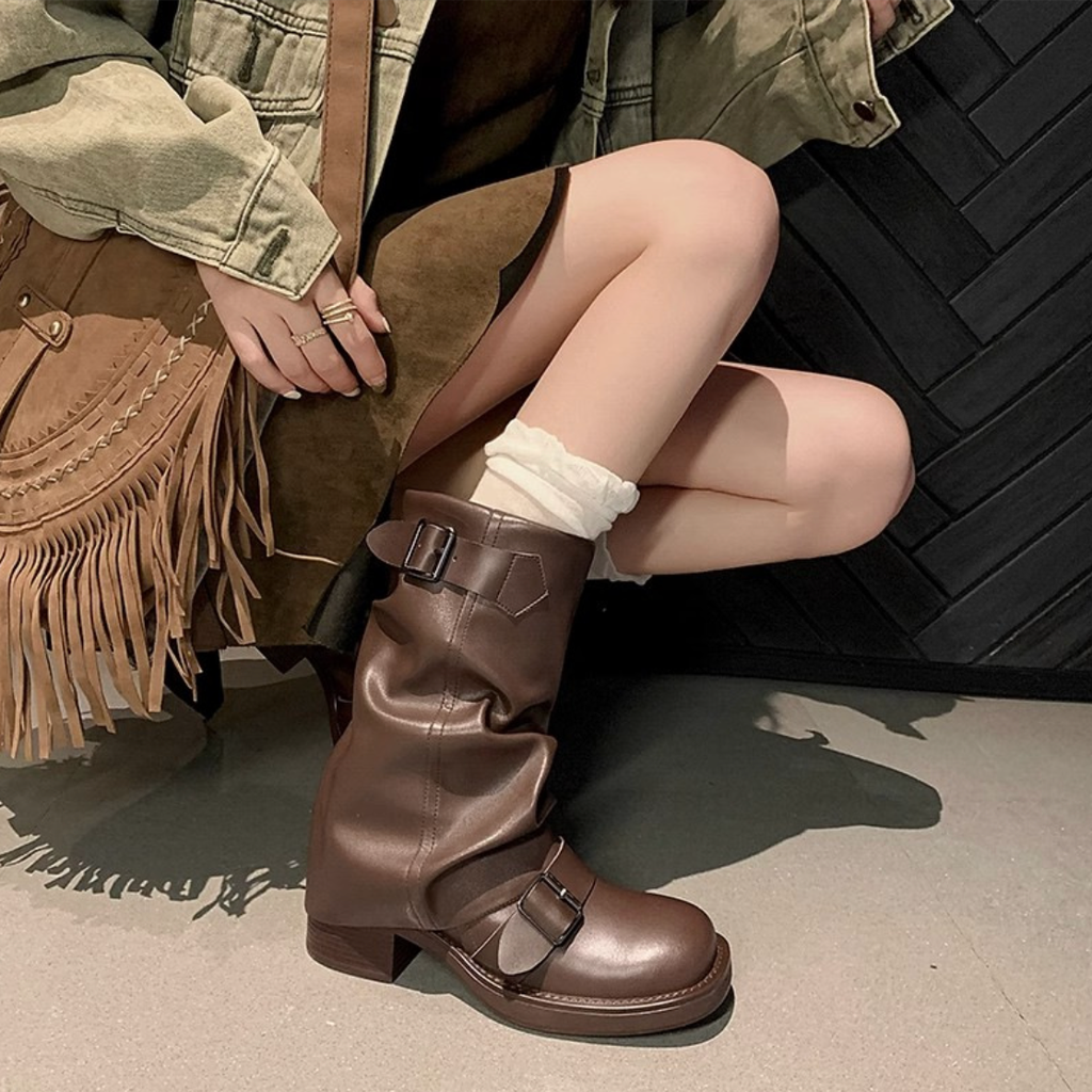 Giày Boot Nữ Khoá Gài Cổ Thấp - Nayah