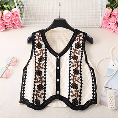 Áo Gile thêu hoa 4 màu