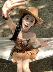 Áo Ống Boho Tua Rua Nâu