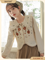 Áo Gile thêu hoa 4 màu