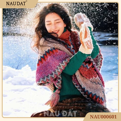 Khăn Choàng Thổ Cẩm - Poncho Len